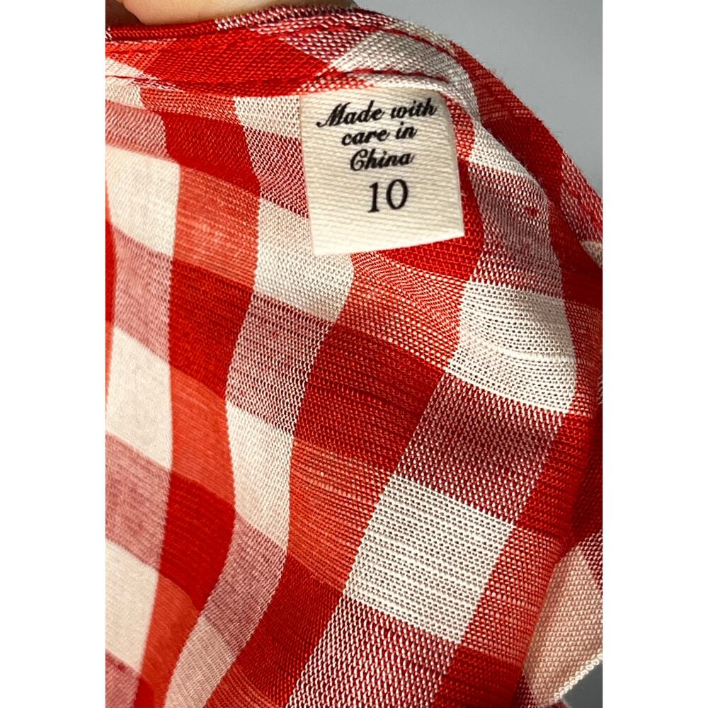 DOEN Sz 10 42 Coralie Dress Red Scarlet Marilyn Gingham Shift Cotton NWT - Picture 6 of 12
